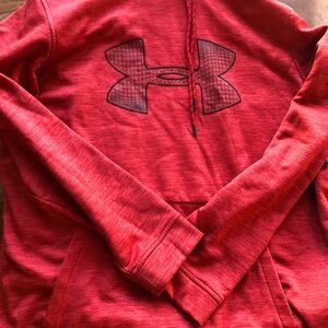 Under Armour Red Heather Pullover Hoodie with Black Logo